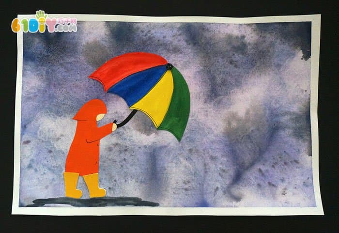 儿童贴画制作 夏日雷雨天