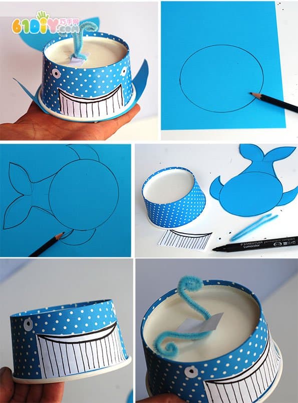 儿童纸杯手工制作鲸鱼