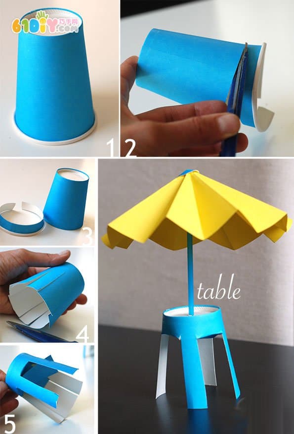 儿童创意手工制作桌椅和沙滩伞