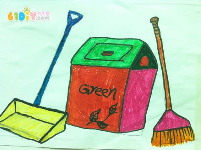 收好垃圾爱护环境儿童画作品