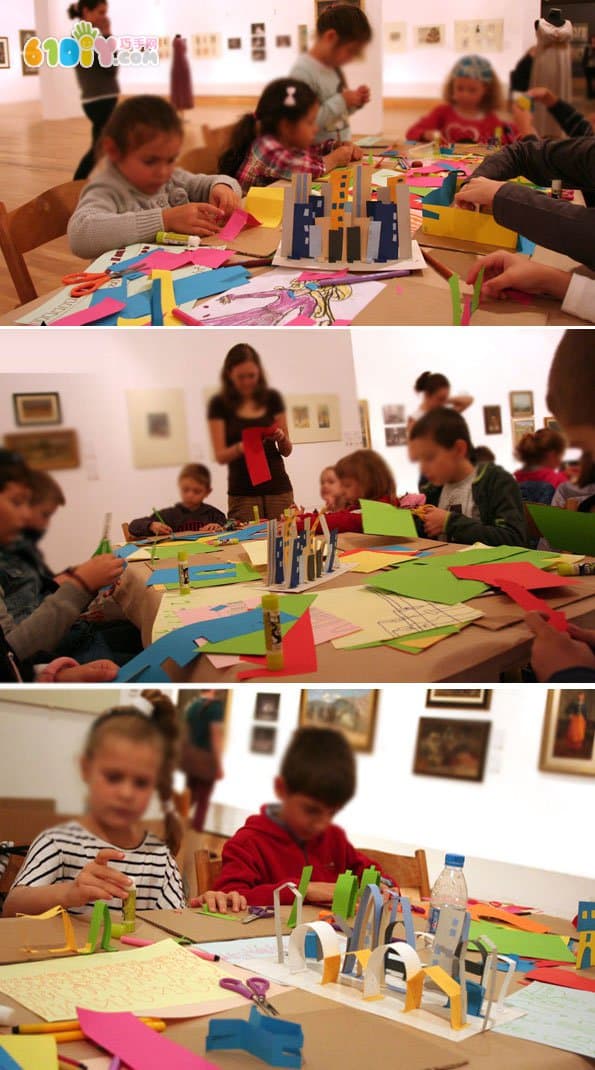 儿童创意手工 卡纸制作立体城市