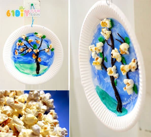 儿童创意DIY 爆米花制作树贴画
