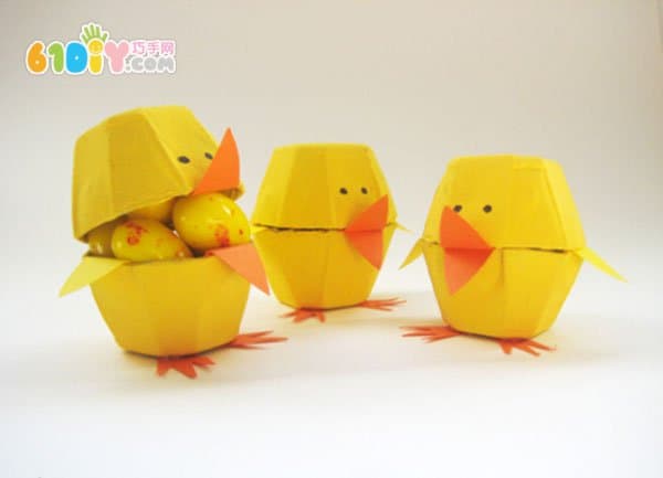 儿童手工制作鸡蛋盒小鸡