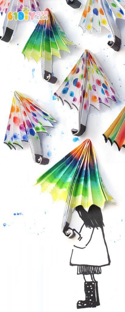 折扇手工系列 漂亮的花雨伞