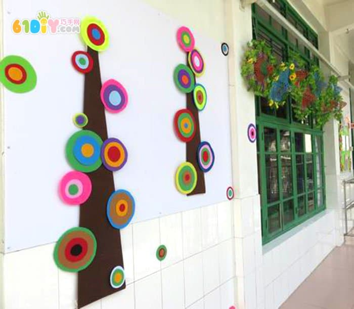 幼儿园走廊布置 七彩树