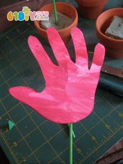 教师节手工 漂亮的手形郁金香花盆