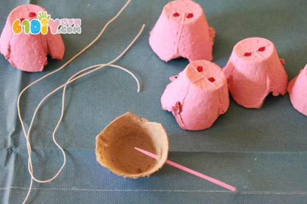 儿童手工 鸡蛋托制作小猪鼻子