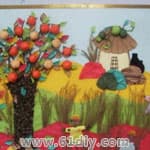 秋天墙饰图片 稻草人和苹果树