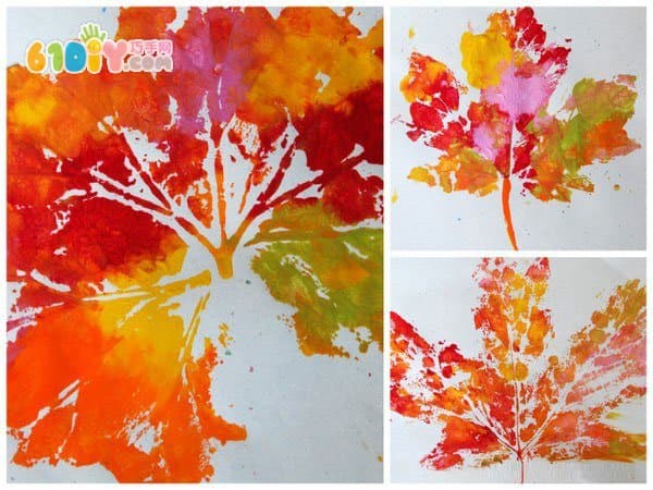 幼儿园秋天手工 漂亮的树叶印