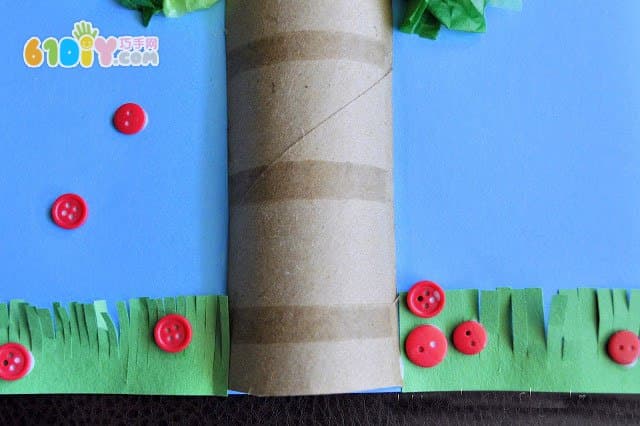 儿童手工制作苹果树搓纸贴画