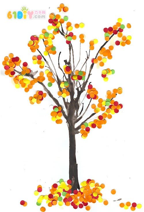 儿童秋天创意diy 4款吹画树的手工