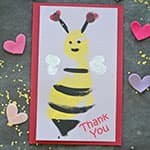 感恩节制作脚印蜜蜂卡片