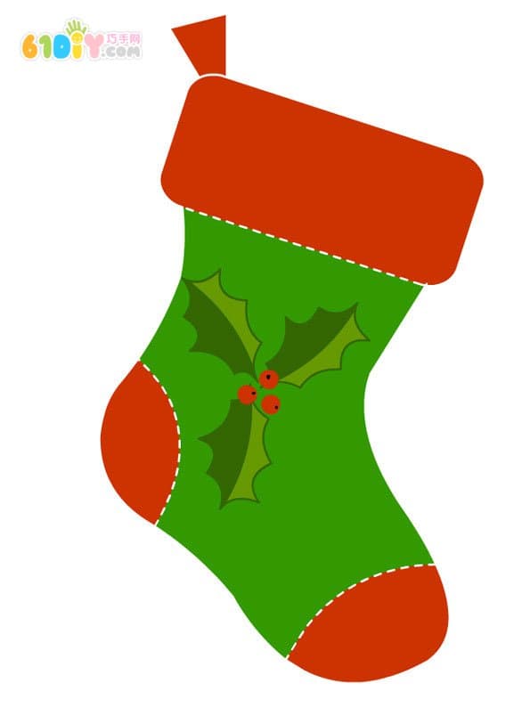 幼儿园圣诞袜填色图