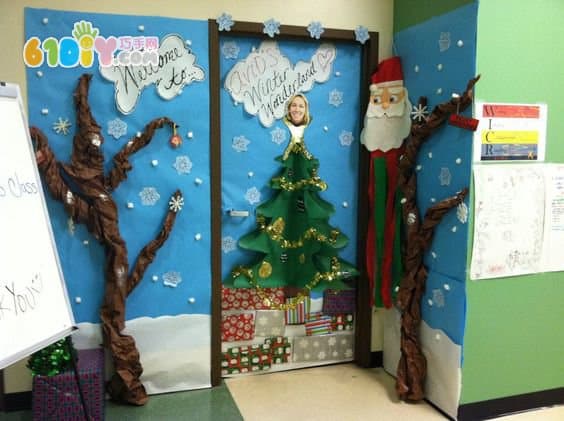 幼儿园圣诞节门口布置 漂亮圣诞树