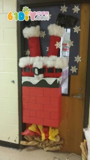 幼儿园圣诞节门装饰 圣诞壁炉