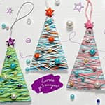 儿童DIY制作毛线卡纸圣诞树