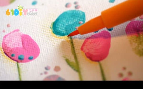 DIY美丽的指印画花朵和蝴蝶