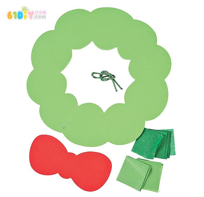 儿童手工制作搓纸圣诞花环挂饰