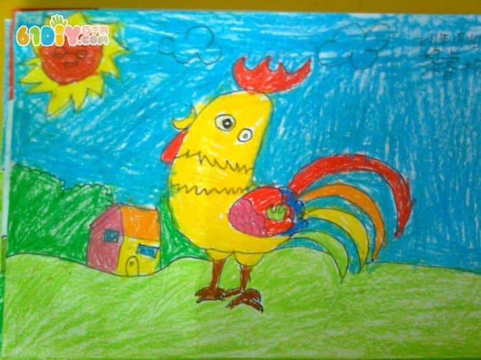 公鸡儿童画作品图片