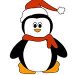 圣诞节卡通小企鹅填色图