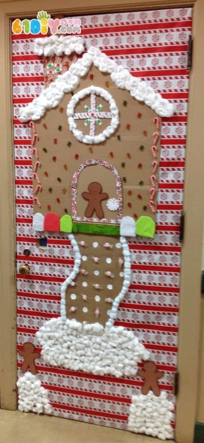 幼儿园圣诞节门口装饰 7款姜饼屋造型布置