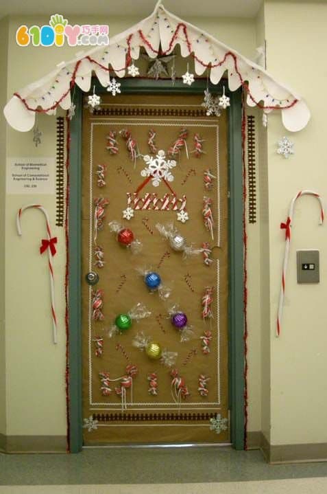 幼儿园圣诞节门口装饰 7款姜饼屋造型布置