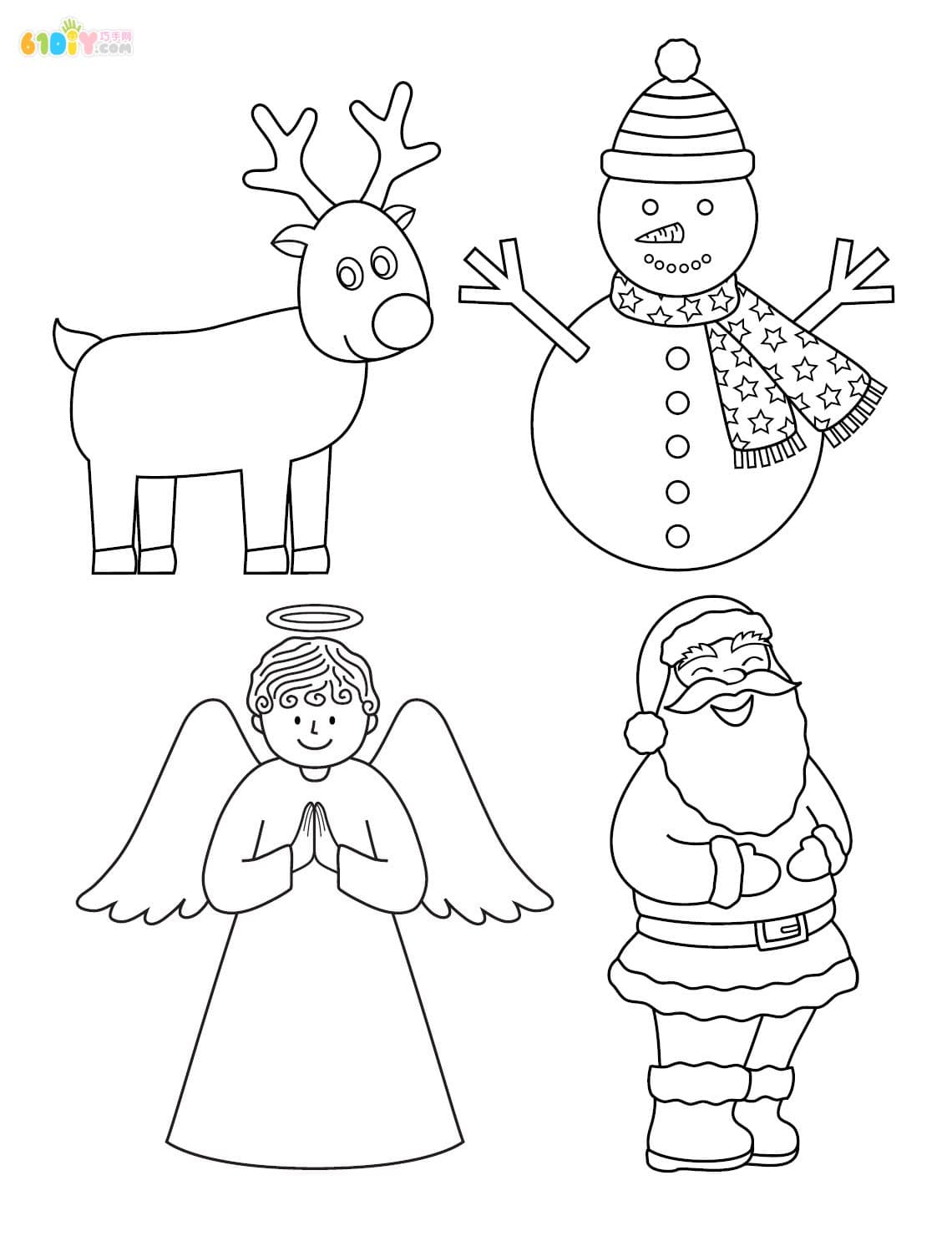 圣诞节卡通元素填色图