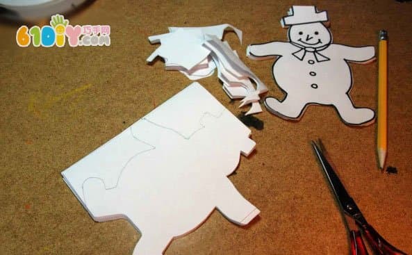 儿童冬天手工制作漂亮的剪纸雪人