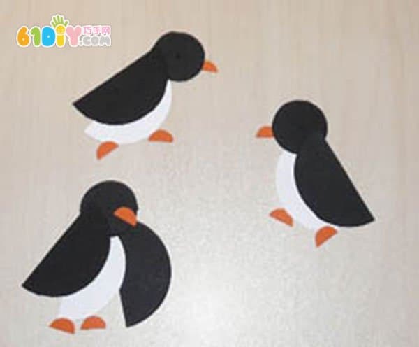 儿童手工制作小企鹅拼贴画