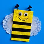 纸袋DIY制作春天的蜜蜂手偶