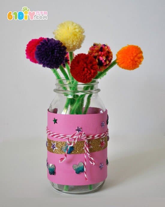 三八节礼物制作美美的毛线球花瓶
