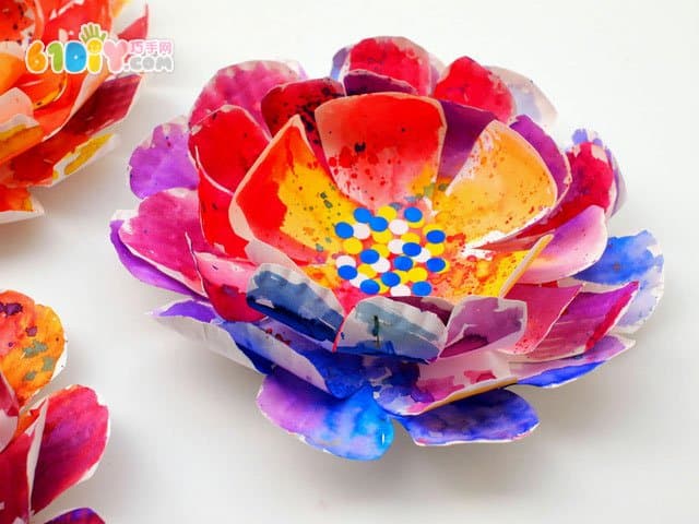 纸盘手工制作艳丽的立体花朵