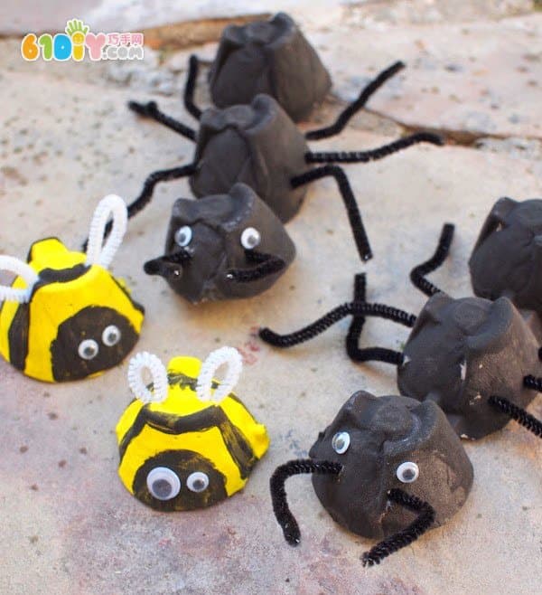 鸡蛋盒制作蜜蜂和蚂蚁
