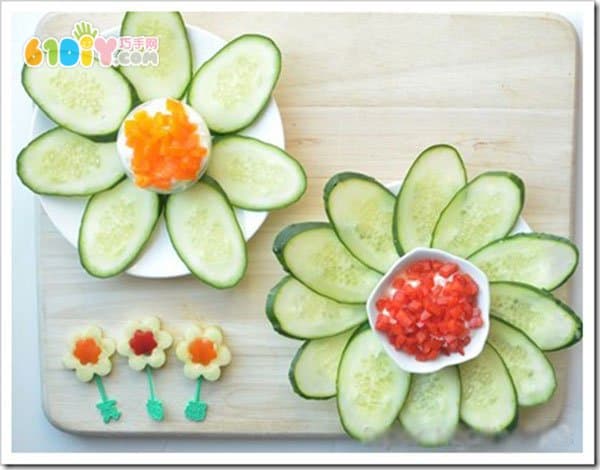 儿童美食 黄瓜花朵拼盘造型