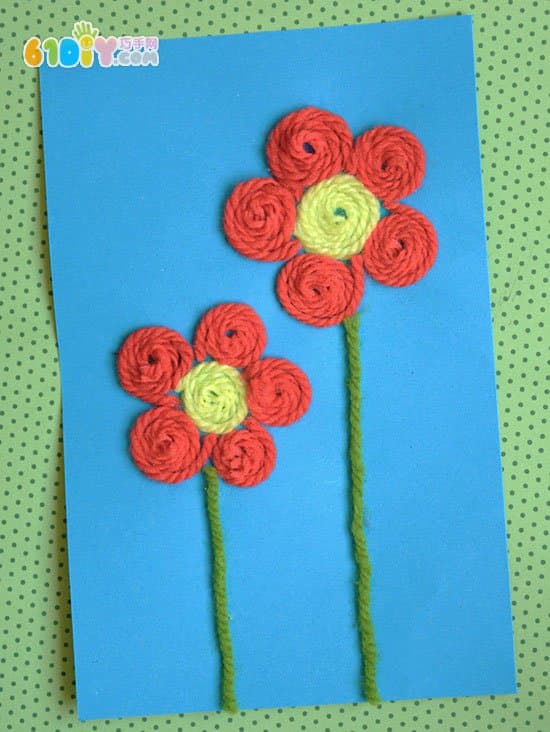 母亲节制作毛线花朵卡片