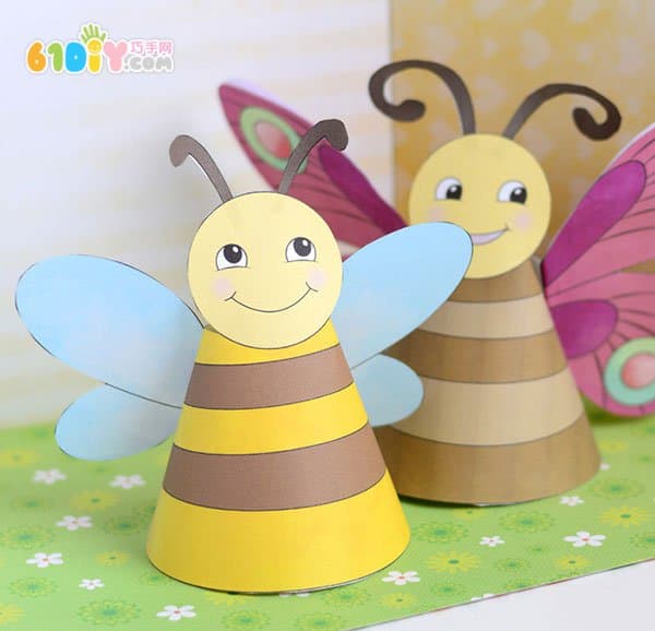 儿童手工制作立体小蜜蜂和小蝴蝶_巧巧手幼儿手工网