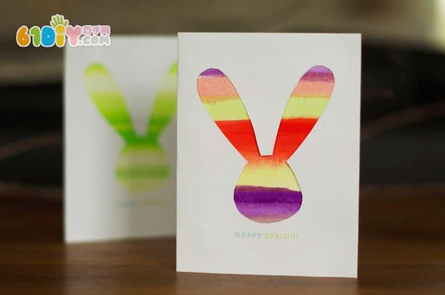 儿童手工制作复活节彩色兔子卡