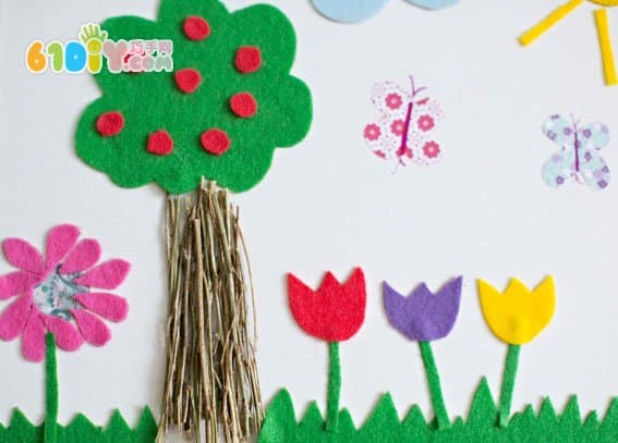 儿童手工制作贴画美丽的春天来了