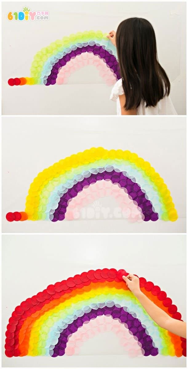圆纸片创意制作彩虹