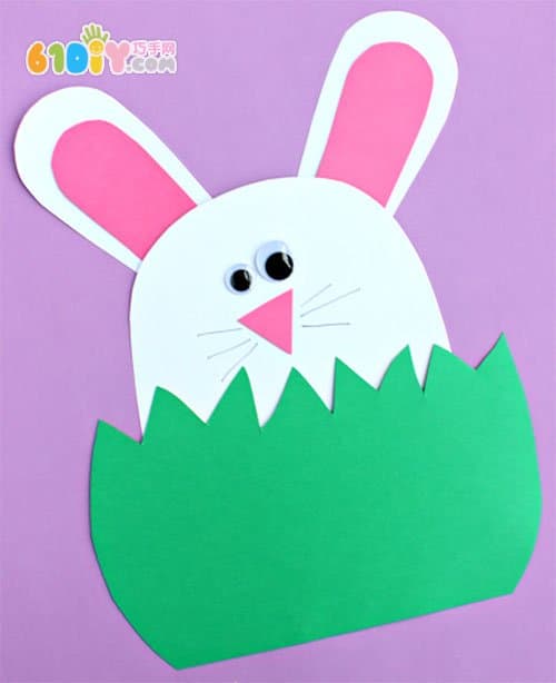 儿童复活节制作草丛里的小兔子