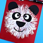 儿童创意叉子画熊猫