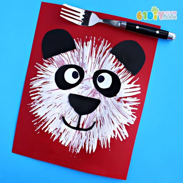 儿童创意叉子画熊猫