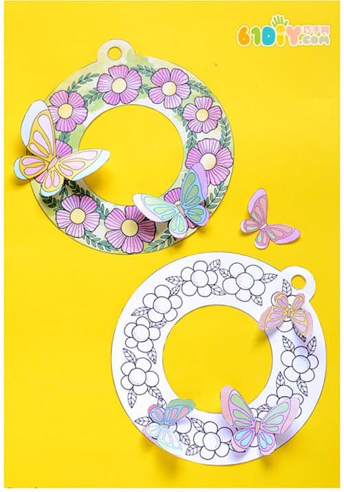 简单春天儿童手工 美丽的蝴蝶花环