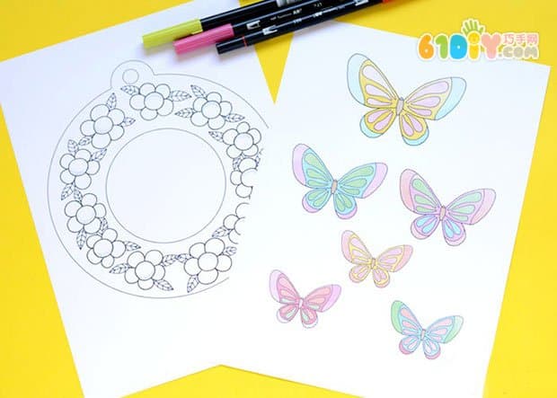 简单春天儿童手工 美丽的蝴蝶花环