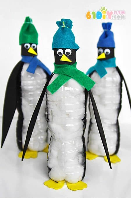 矿泉水瓶废物利用DIY企鹅