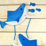 儿童纸盘创意 鲨鱼木偶