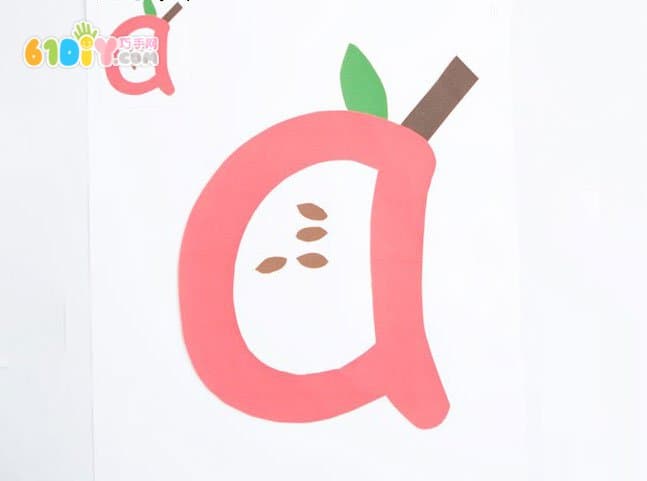 字母a的手工 苹果贴画