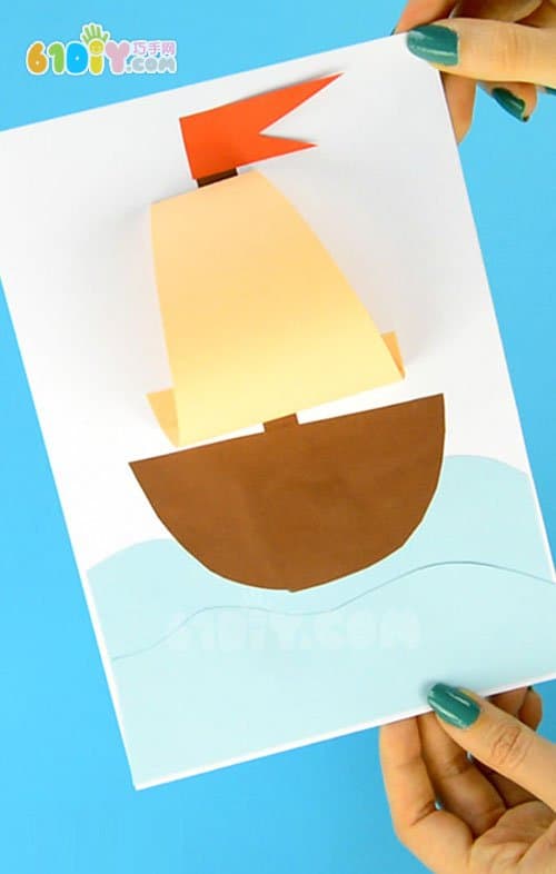 儿童夏天手工——立体帆船贴画