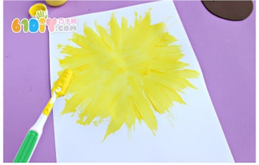 儿童绘画 牙刷画向日葵