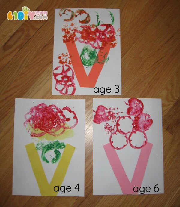 幼儿学字母V手工 花瓶